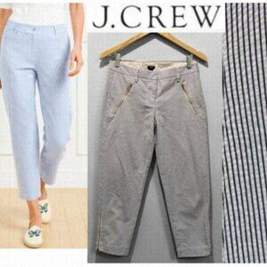 J Crew CityFit Seersucker Blue and white stripes with Zippers Pants
